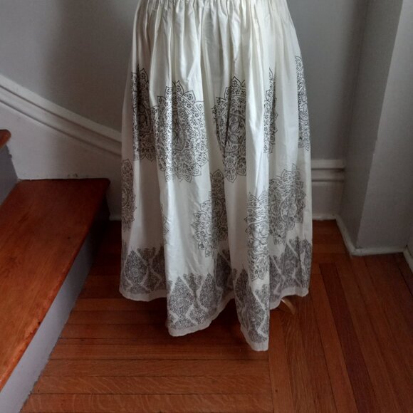 VICTORIA'S SECRET MODA INTERNATIONAL BEIGE BROWN COTTON PRINT MAXI SKIRT NWOT 6 - Picture 8 of 11